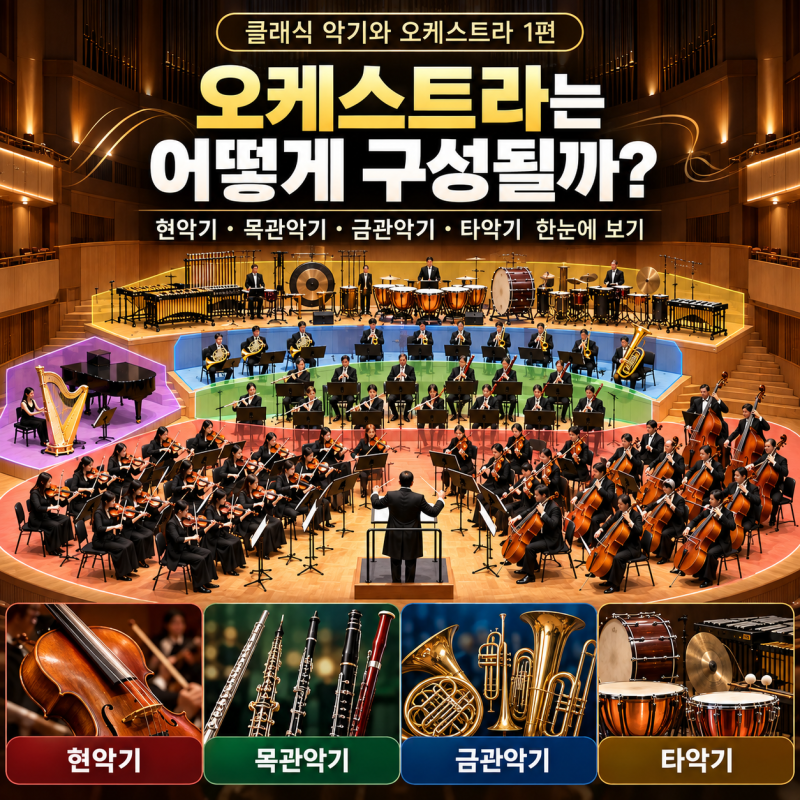 [클래식 악기와 오케스트라 1편] 오케스트라는 어떻게 구성될까 - 현악기·목관악기·금관악....