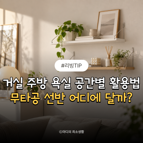 무타공 선반 어디에 달까? 거실, 주방, 욕실 공간별 활용법