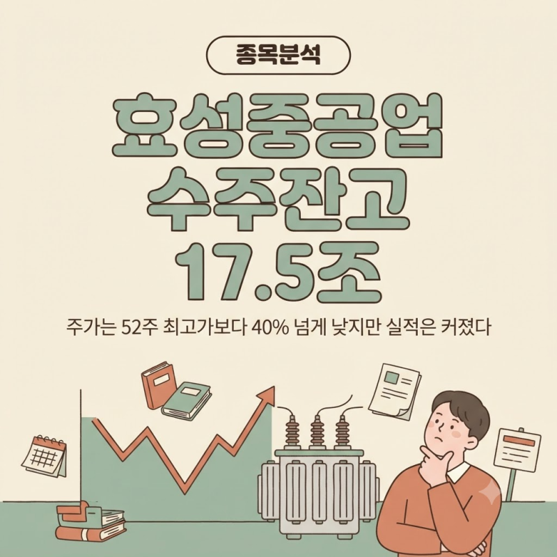 효성중공업 주가, 고점 대비 40%대 하락 속 수주잔고 17.5조…미국 변압기 공장으로 본 점검 포....