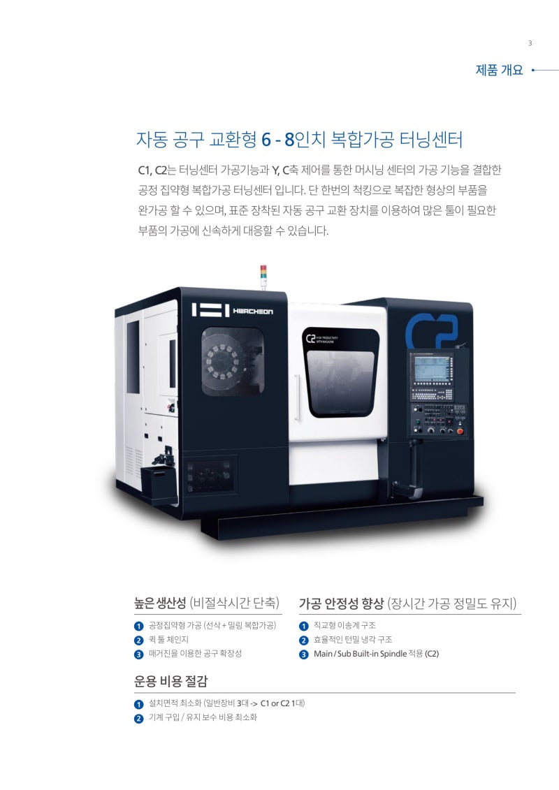 화천 C1·C2 — 강력한 절삭력과 정밀 Y축 제어로 복잡한 형상까지 완성하는 선삭·밀링 복합가....