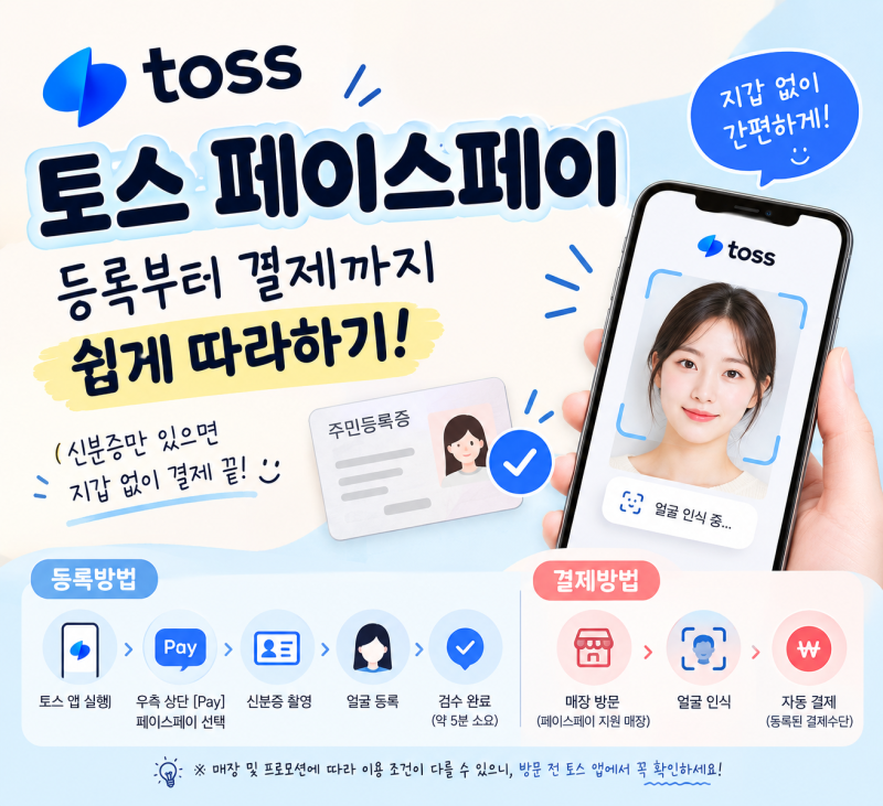 토스 페이스페이 등록 및 결제방법 및 사용법