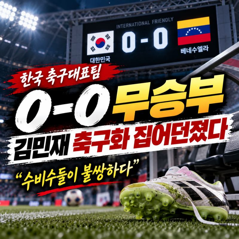 모레노호 베네수엘라전 0-0, 분노한 김민재 결국 축구화 집어던져…