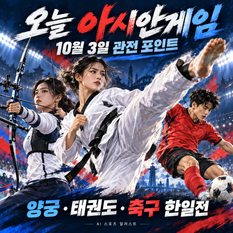 10월 3일 아시안게임 일정｜오늘 밤 축구 한일전, 김유진·양궁까지 놓치면 아쉬운 경기