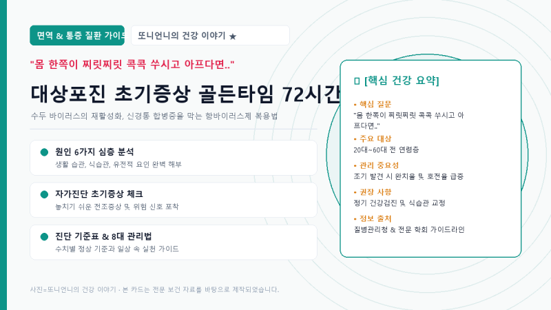 "몸 한쪽이 찌릿찌릿 콕콕.." 대상포진 초기증상 골든타임 72시간 전염성 예방접종
