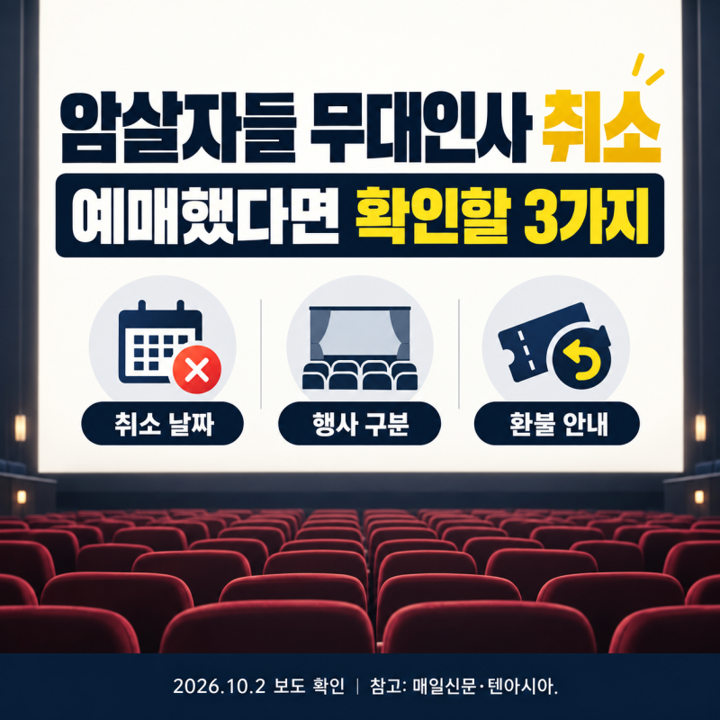 암살자들 무대인사 취소, 예매했다면 확인할 날짜와 환불 안내