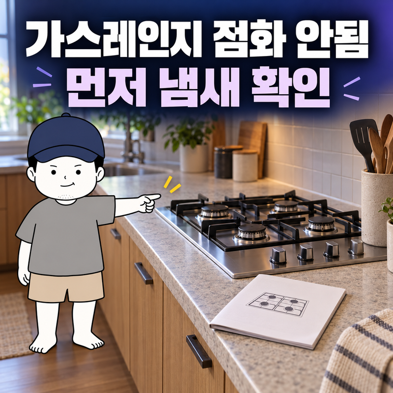 가스레인지 점화 안됨, 건전지 교체 전에 가스 냄새부터 확인하세요