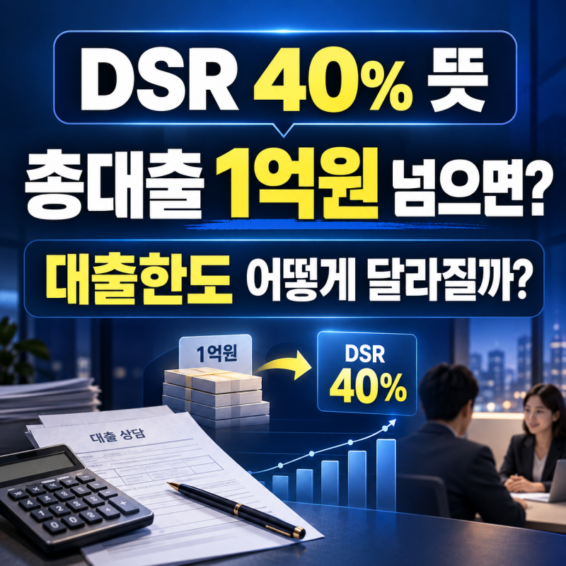 DSR 40% 뜻, 총대출 1억원 넘으면 대출한도 어떻게 달라질까?