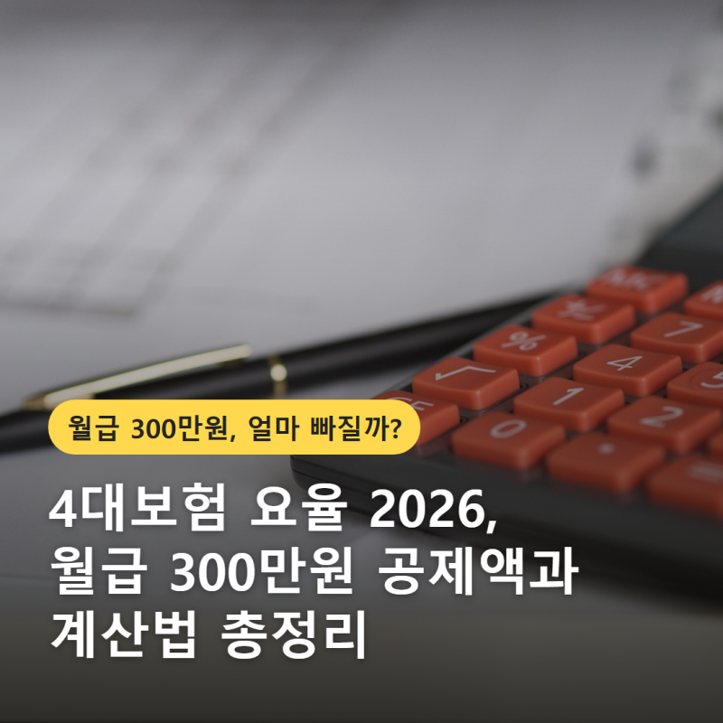 4대보험 요율 2026, 월급 300만원 공제액과 계산법 총정리