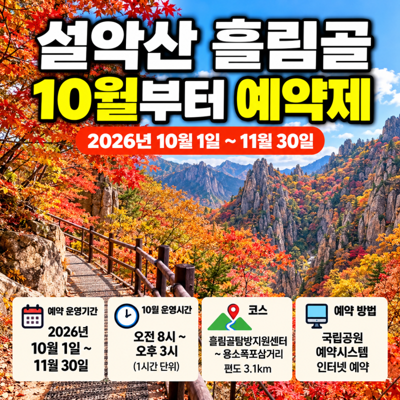 설악산 흘림골 탐방로, 10월 예약 전에 확인할 운영시간과 코스