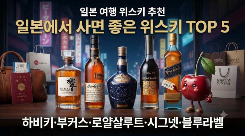 일본 여행 위스키 추천 5가지｜하비키·부커스·로얄살루트·글렌모렌지·조니워커 가격 비교