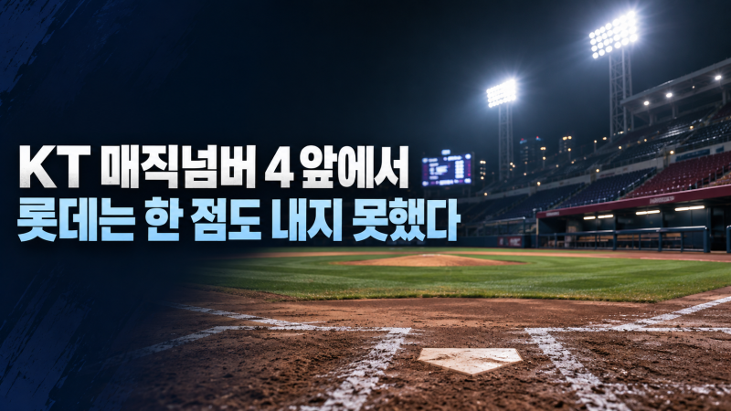 "KT 매직넘버 4 앞에서 롯데는 한 점도 내지 못했다"