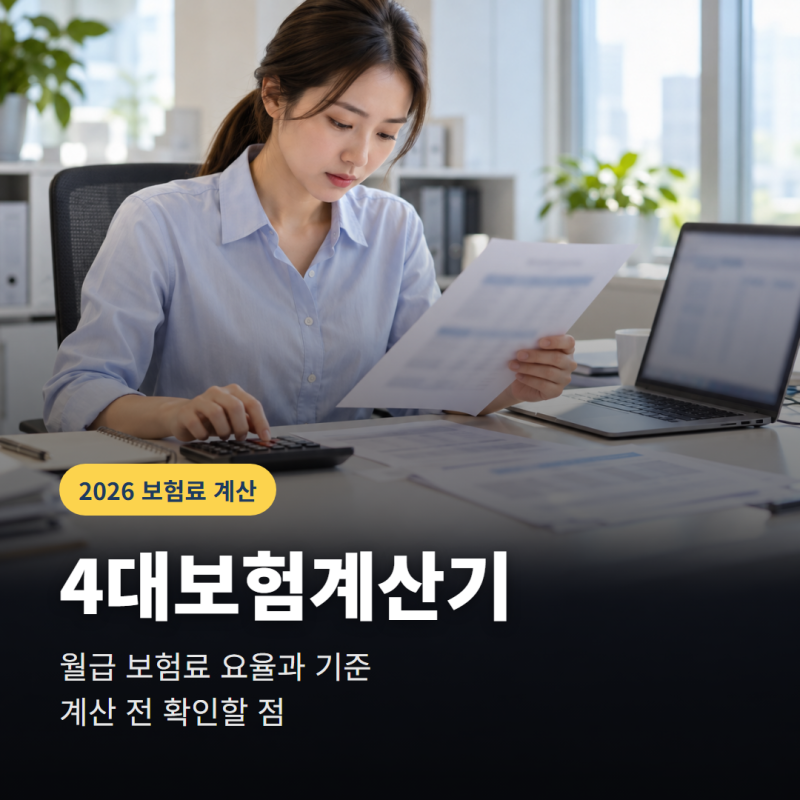 4대보험계산기 2026년 요율은? 월급 보험료 계산 기준