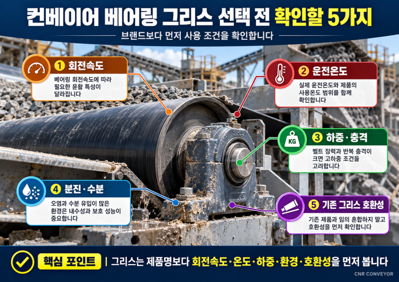 컨베이어 베어링 그리스 어떤 걸 써야 할까?｜종류보다 먼저 확인할 5가지