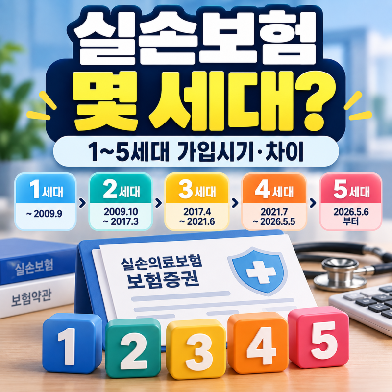 실손보험 세대구분 기준은? 1~5세대 가입시기와 세대별 차이