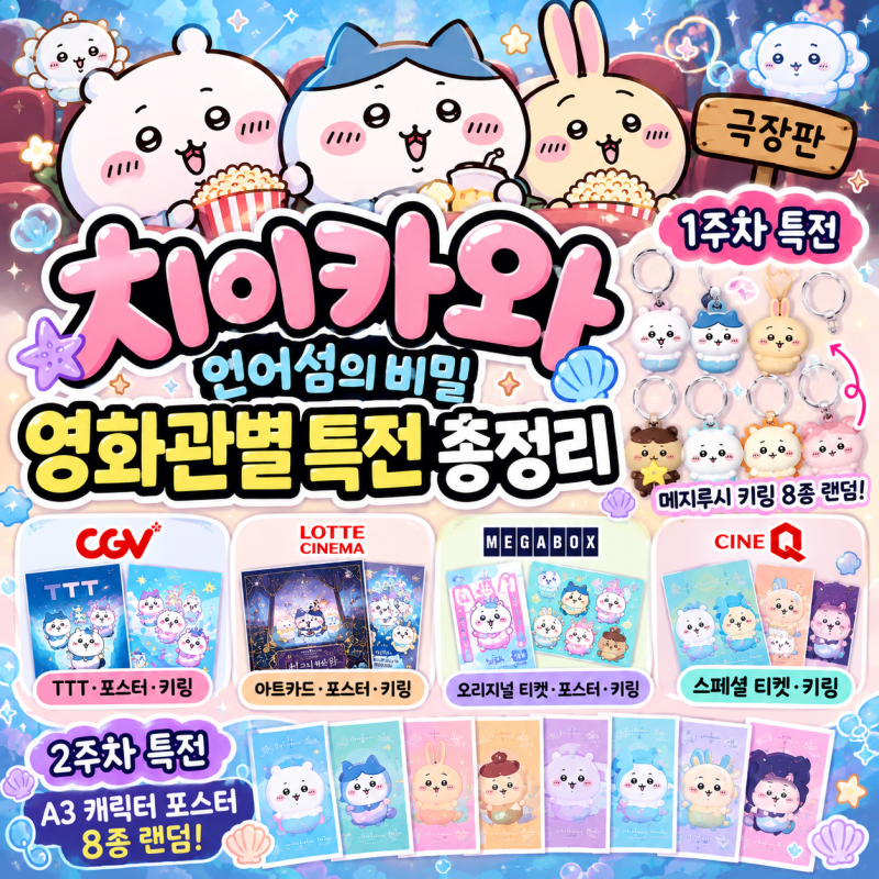 치이카와 극장판 특전 받는 법｜메지루시 키링 CGV·롯데시네마·씨네Q·메가박스 극장 정보｜....