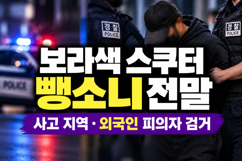 보라색 스쿠터 뺑소니 사고 지역(+외국인 검거)