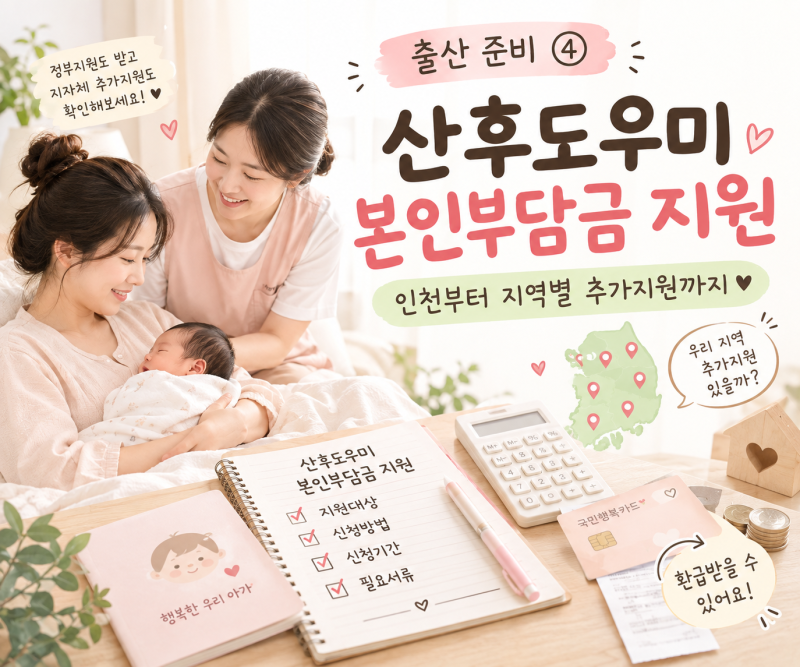 출산 준비 산후도우미 본인부담금 지원 총정리, 인천부터 지역별 추가지원까지! ④