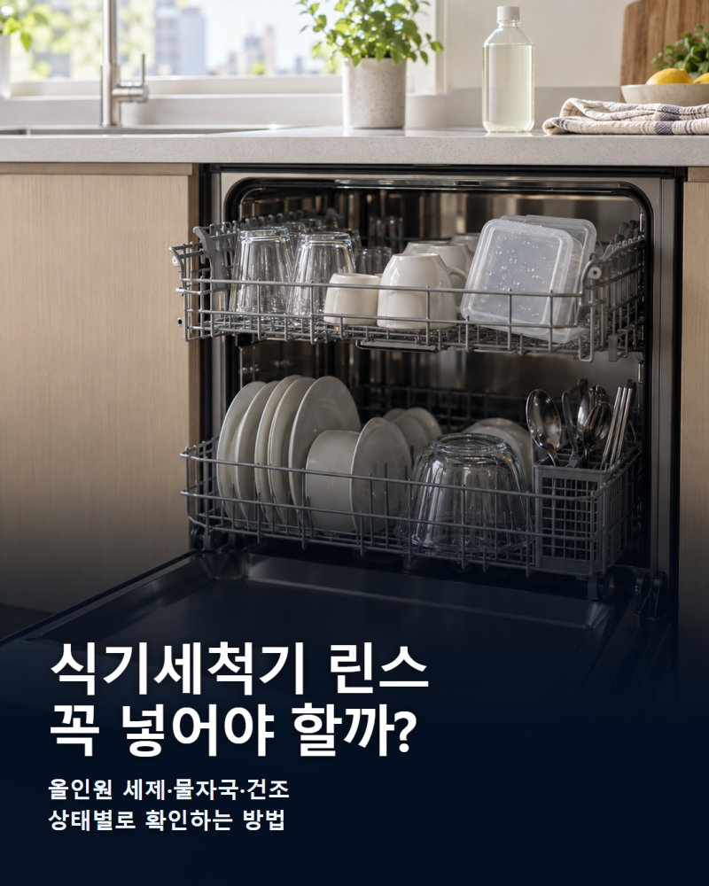 식기세척기 린스 꼭 넣어야 할까? 올인원 세제·물자국·건조 해결법