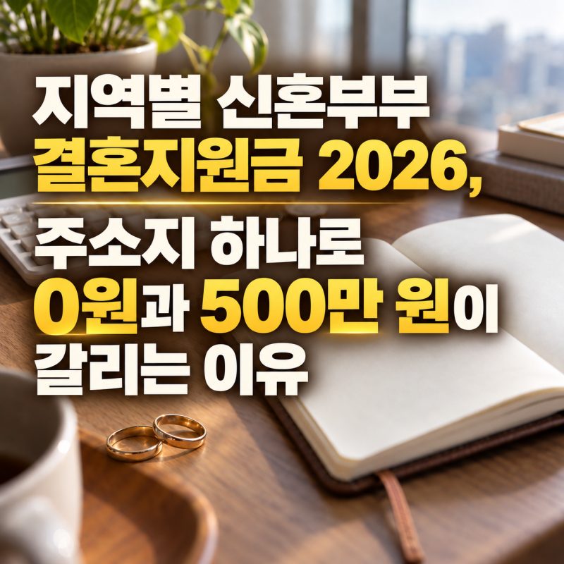 지역별 신혼부부 결혼지원금 2026, 주소지 하나로 0원과 500만 원이 갈리는 이유