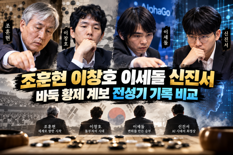 조훈현 이창호 이세돌 신진서 바둑 황제 계보 전성기 기록 비교