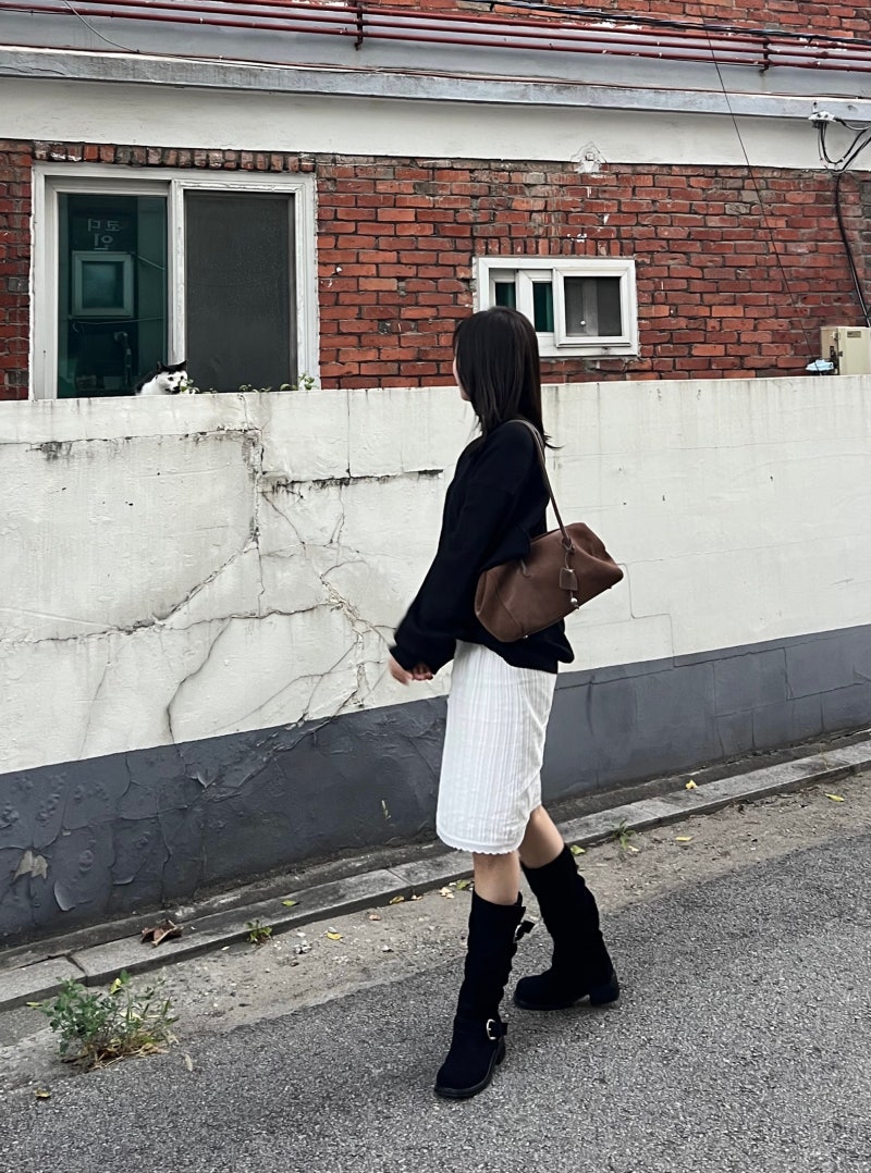 키사 스웨이드 롱부츠! 다리 얇아보이는 투웨이롱부츠 가을코디 완성