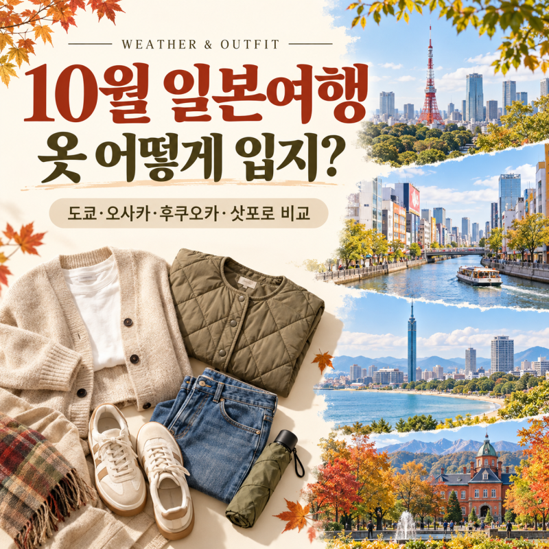 10월 일본여행 날씨·옷차림｜옷 어떻게 입지? 도쿄·오사카·후쿠오카·삿포로 비교