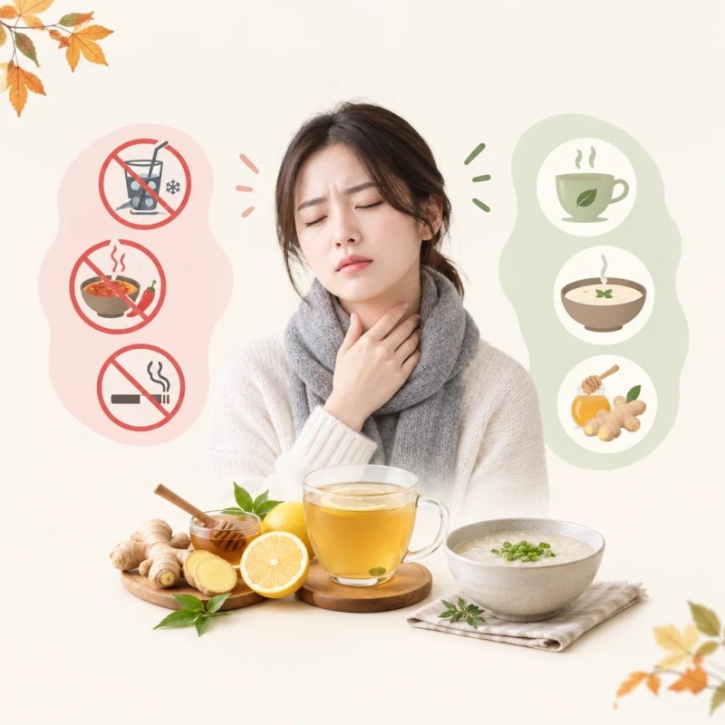 환절기 목감기 걸렸을 때 주의할 점과 목에 좋은 차·음식