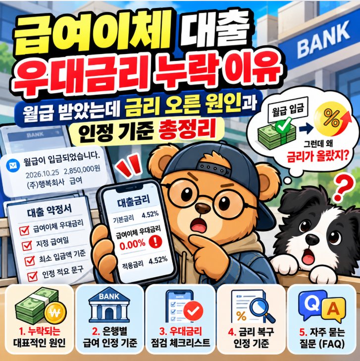 급여이체 대출 우대금리 누락 이유: 월급 받았는데 금리 오른 원인과 인정 기준 총정리