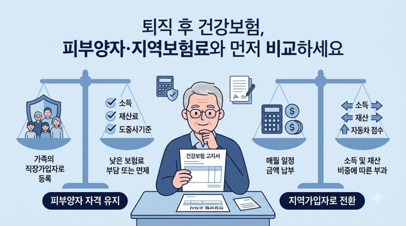 건강보험 임의계속가입, 신청 전에 피부양자·지역보험료와 비교하는 순서와 기한 (2026년 기....