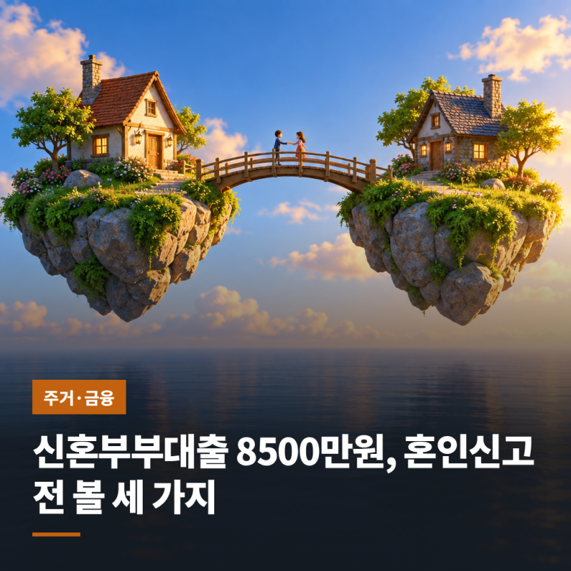 신혼부부대출 8500만원, 혼인신고 전 볼 세 가지