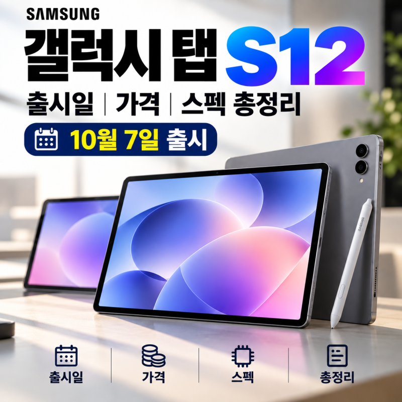 갤럭시 탭 S12 출시일 가격 스펙 총정리, 10월 7일 출시