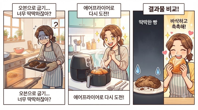 에어프라이어 vs 오븐 빵 데우기, 겉바속촉 살리는 완벽한 선택법