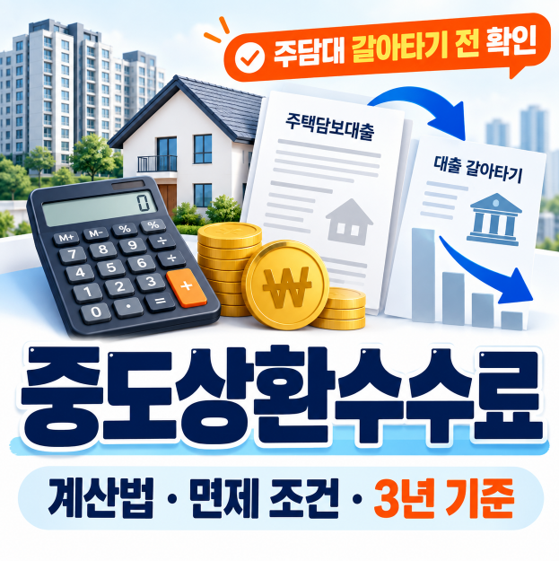 중도상환수수료 계산법, 면제 조건·3년 기준과 주담대 갈아타기 전 확인사항