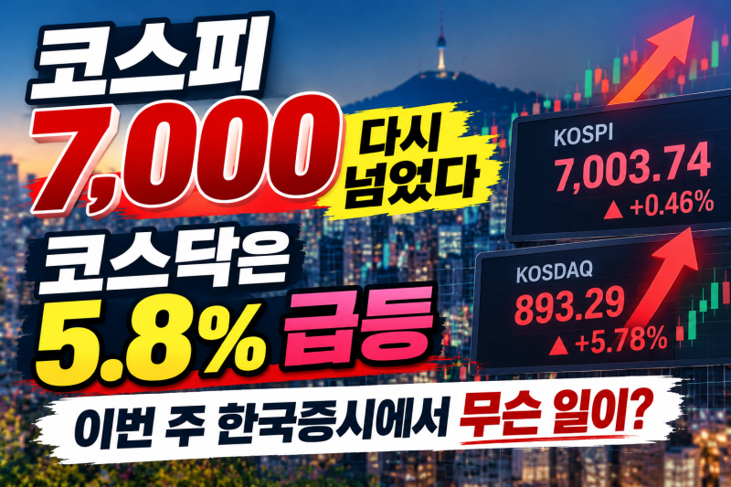 코스피 7,000 다시 넘었다｜코스닥은 5.8% 급등…이번 주 한국증시에서 무슨 일이?