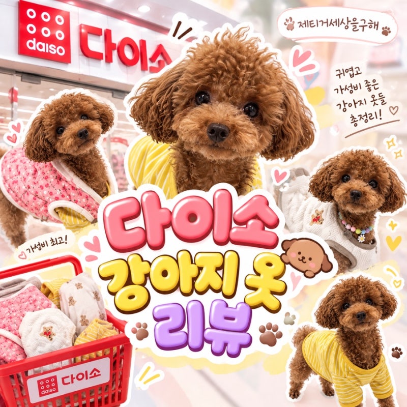 다이소에도 강아지 옷이 있다고!??/ 유행하는 강아지 김장조끼/ 강아지 겨울내복/ 다이소 옷 +....