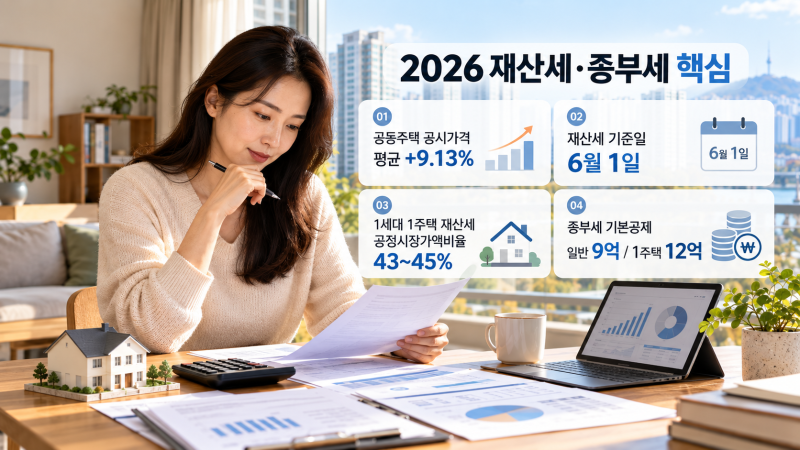 2026년 재산세·종부세 총정리...공시가격 9.13% 상승, 내 집 세금은 얼마나 달라질까?