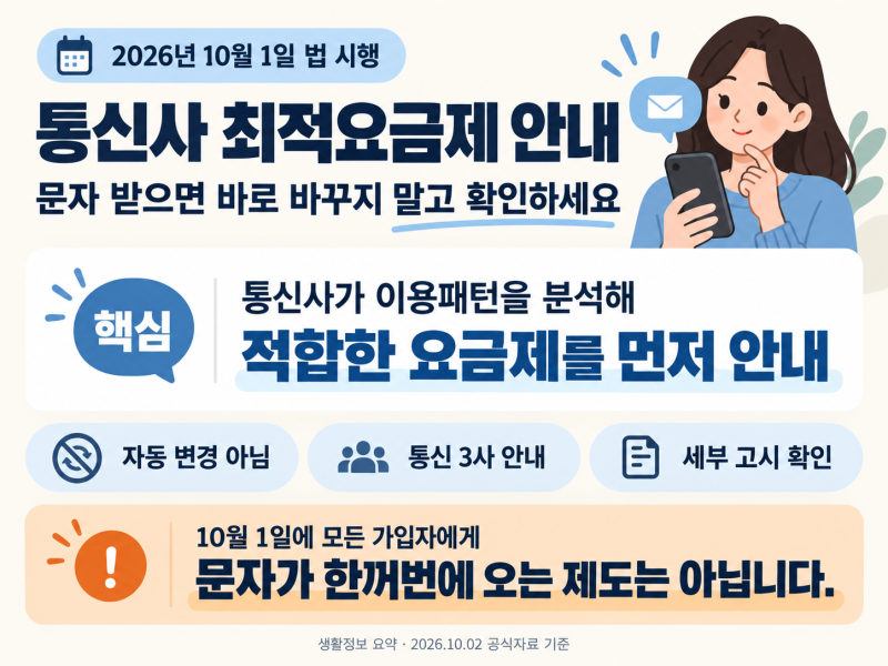 통신사 최적요금제 안내｜10월부터 문자 받으면 무엇을 확인할까