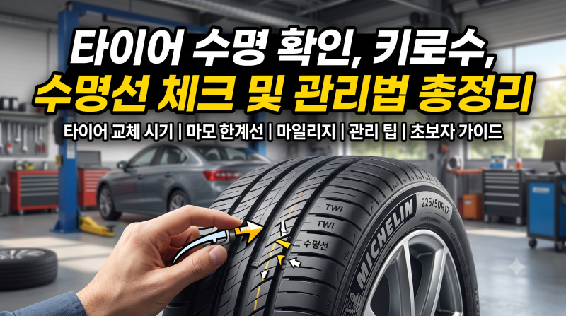 자동차 타이어 수명 확인, 키로수, 수명선 체크 및 관리법 총정리
