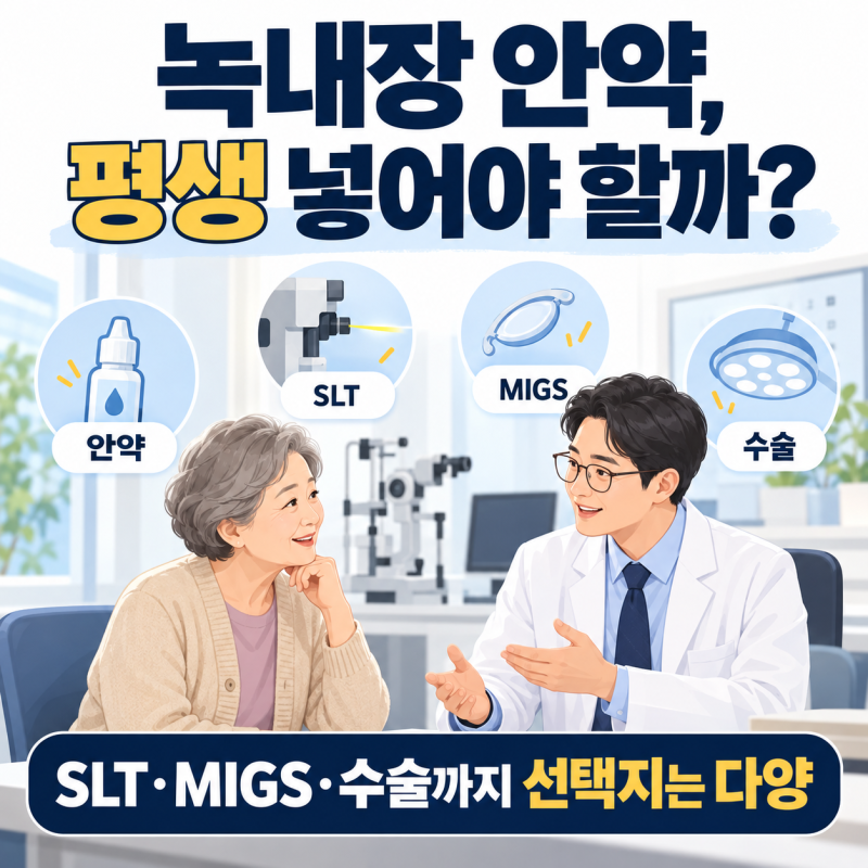 녹내장 안약 다음 치료는? SLT·MIGS·섬유주절제술 차이와 회복·비용