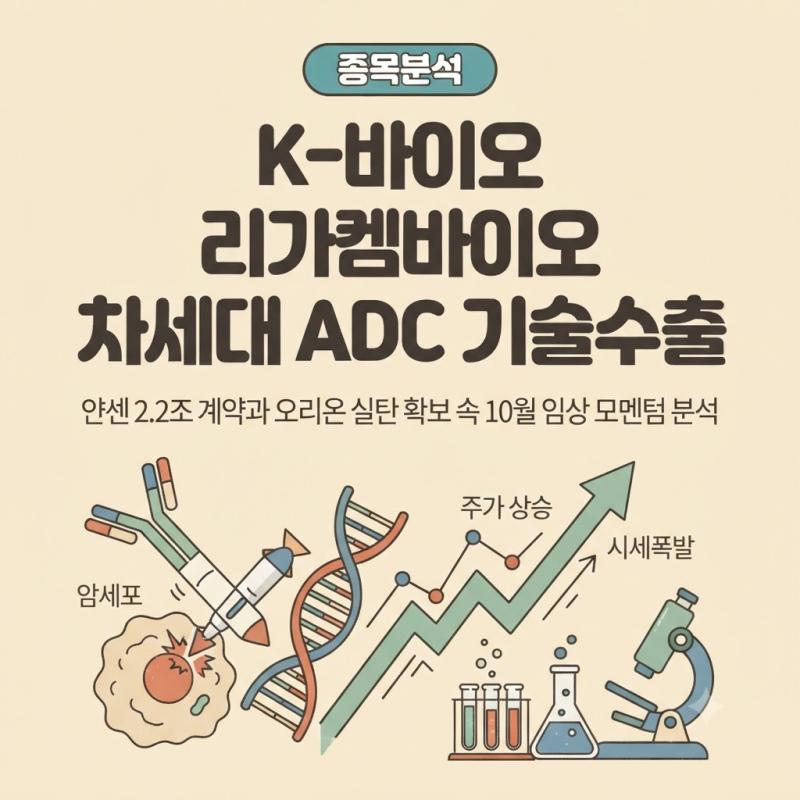 K-바이오 차세대 대장주 리가켐바이오! ADC 기술수출 잭팟과 10월 임상 모멘텀 주가 분석
