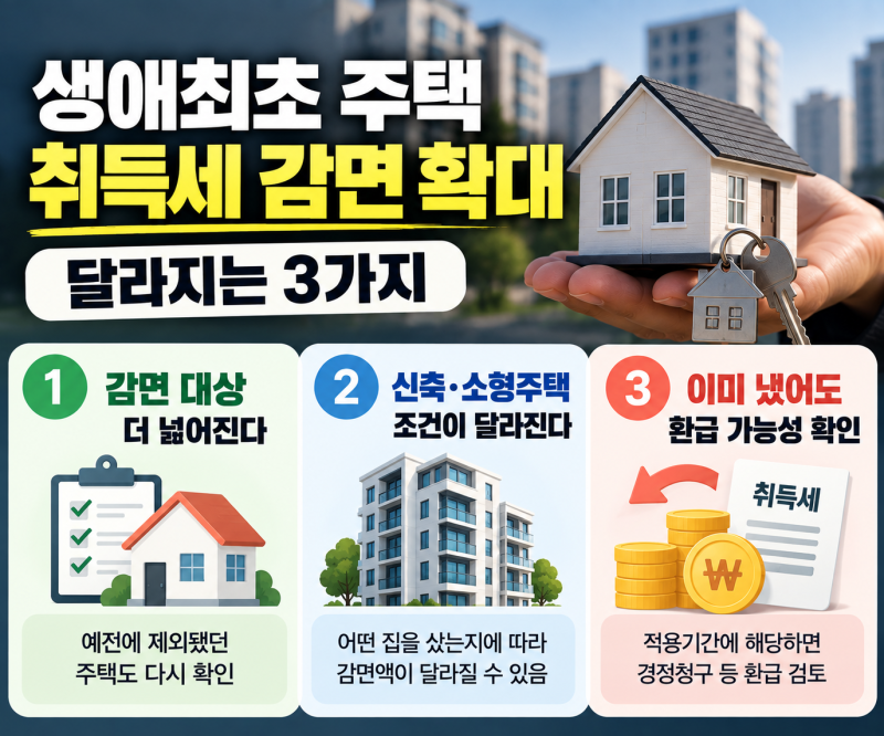 “200만원 감면, 나도 가능할까?” 생애최초 취득세 개편… 신축·소형주택·기존 탈락자까지
