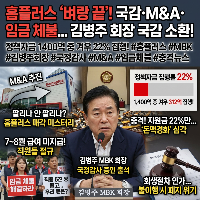 홈플러스 회생절차 최신 현황｜M&A·김병주 수사·정책자금 1,400억·임금체불