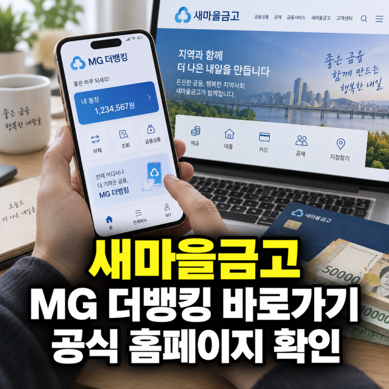 새마을금고 공식 홈페이지와 MG 더뱅킹 바로가기 가이드