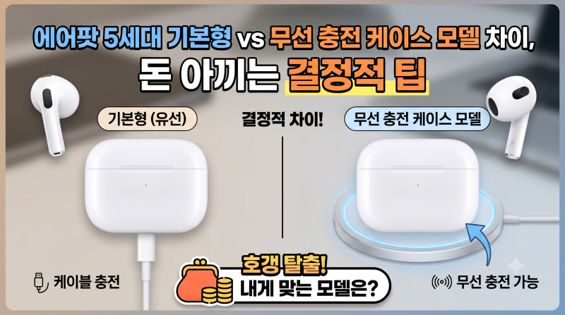에어팟 5세대 기본형 vs 무선 충전 케이스 모델 차이, 돈 아끼는 결정적 팁