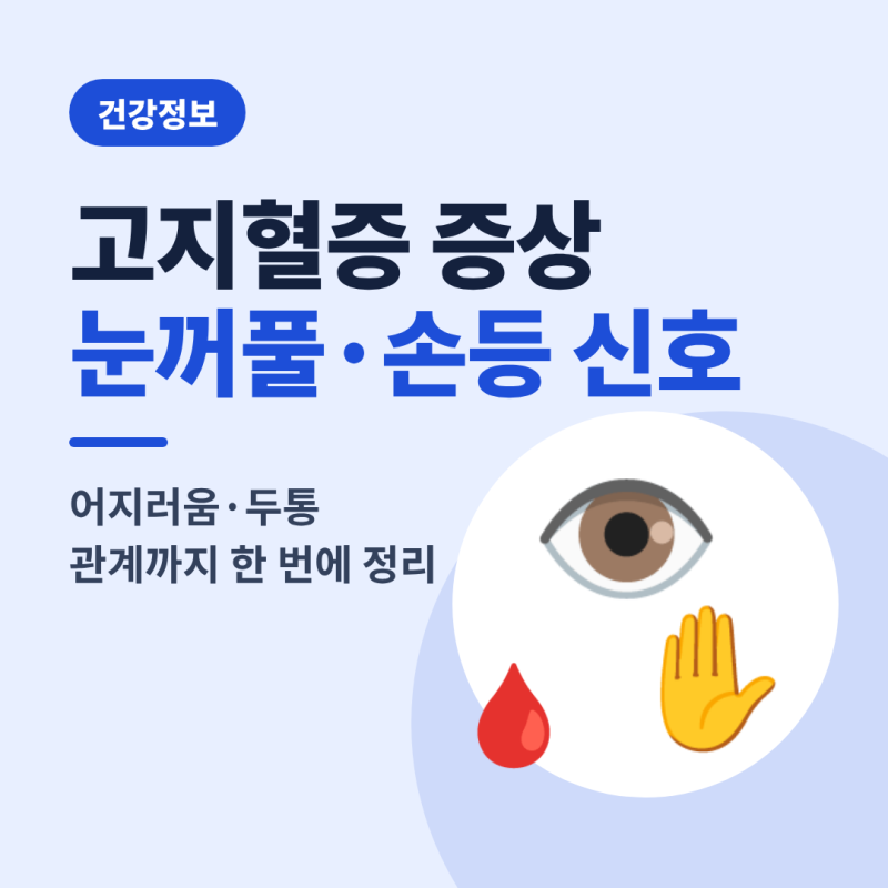 고지혈증 증상, 눈꺼풀·손등에 먼저 보이는 신호와 어지러움·두통 관계