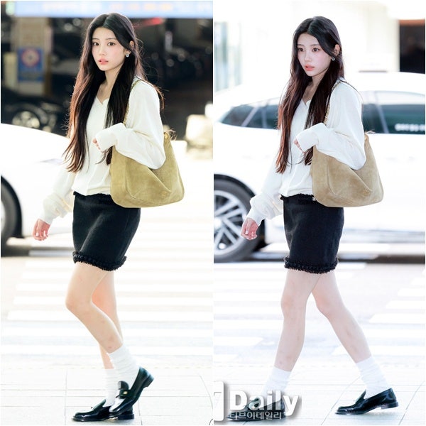 샤넬로 풀착장, 심플한 듯 럭셔리한 아일릿 원희 공항패션