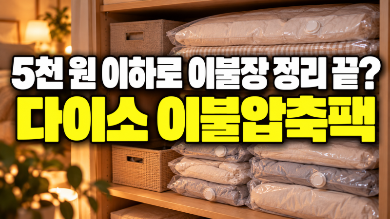 "5천원 이하로 이불장 정리 끝?" 다이소 이불압축팩 패딩 압축팩 사이즈 사용법