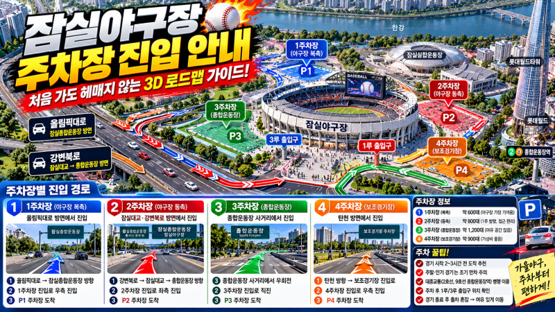 [잠실야구장 주차장 총정리] 주차 요금부터 만차 시 대안 탄천주차장·직관 주차 꿀팁까지 완....