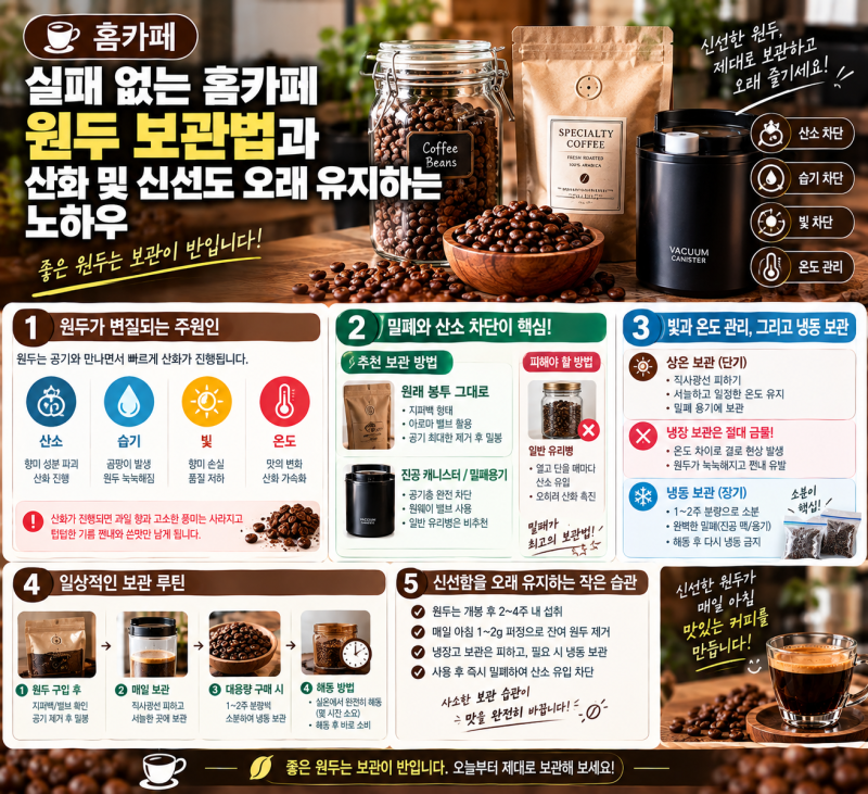 실패 없는 홈카페 원두 보관법과 신선도 유지 노하우