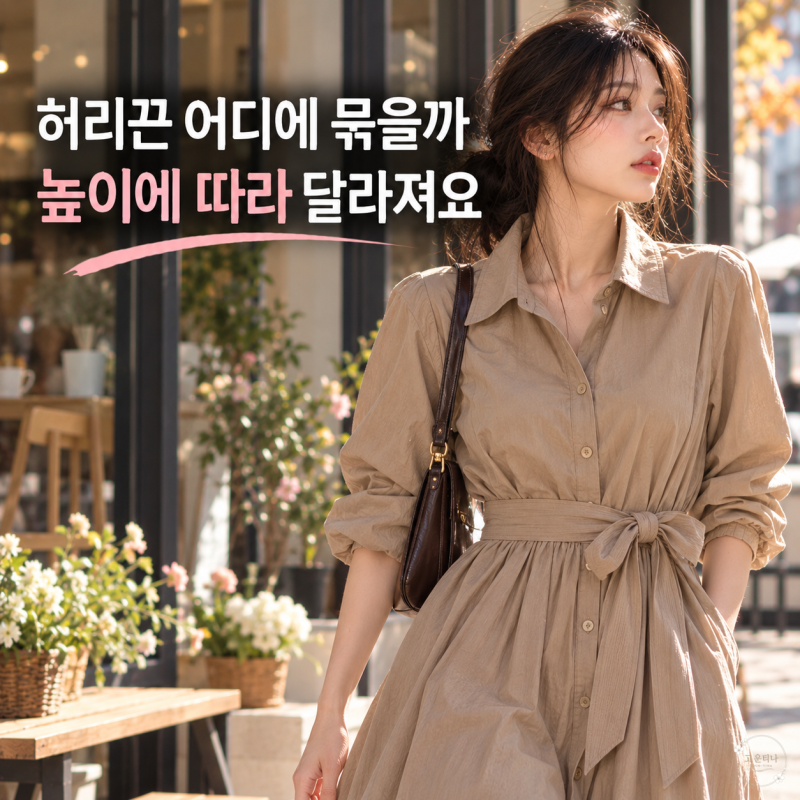 허리끈 원피스, 묶는 위치가 높아지면 정말 비율이 달라 보일까?
